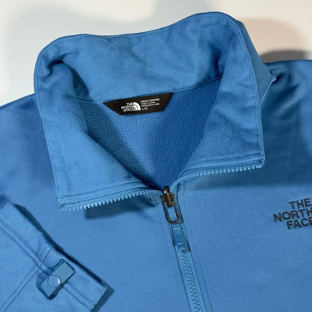 The North Face Full Zip Jacket Mens Large Blue Excellent Fleece Softshell